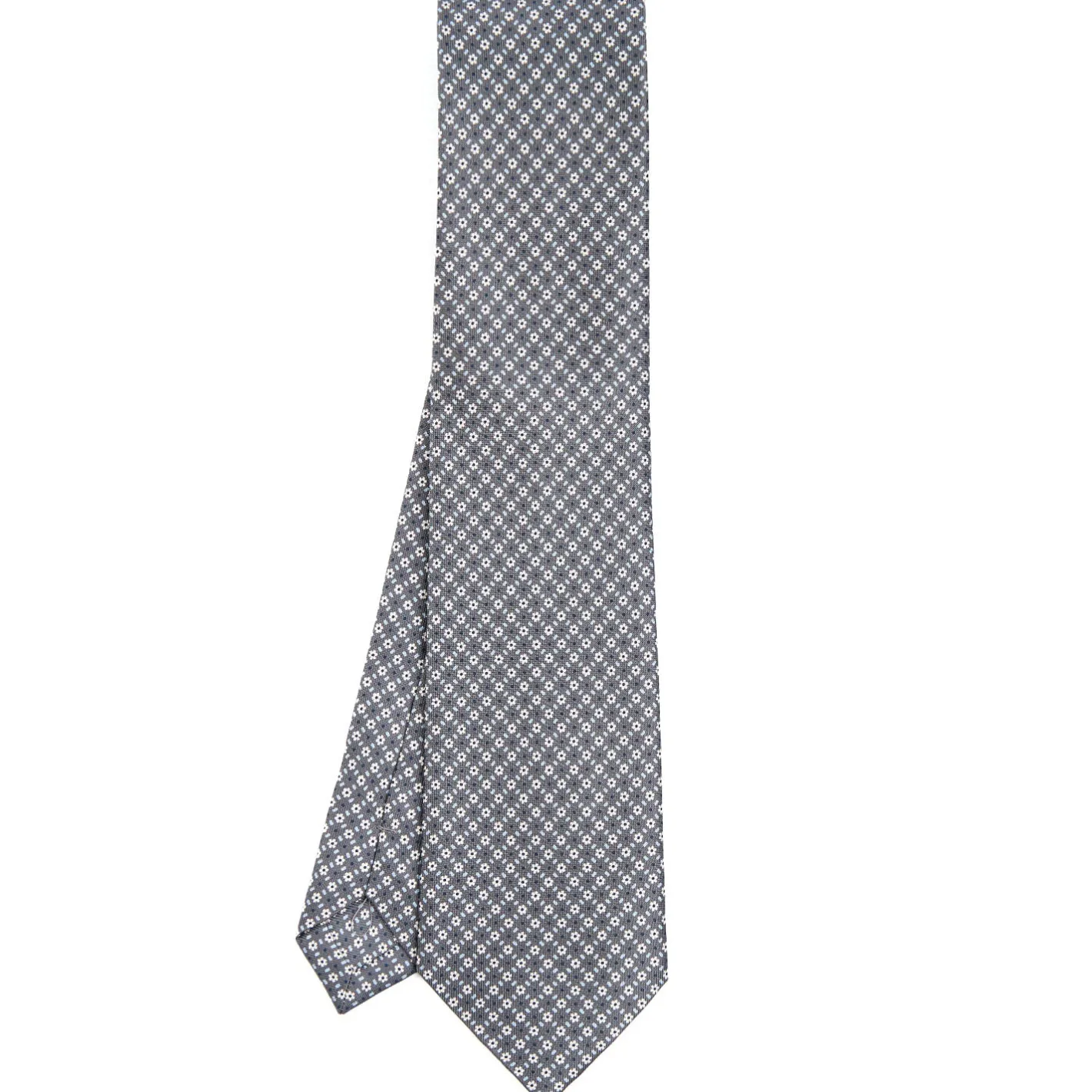 E.Marinella CRAVATTA SARTORIALE CLASSICA IN SETA GRIGIO SCURO Microfantasia fiore Clearance