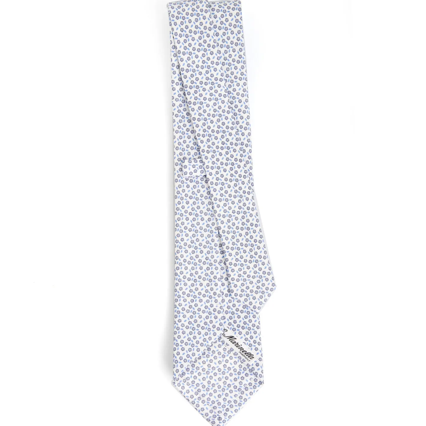 E.Marinella CRAVATTA SARTORIALE CLASSICA IN SETA BIANCA Microfantasia fiore Online