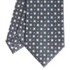 E.Marinella CRAVATTA SARTORIALE CLASSICA IN SETA GRIGIO SCURO Microfantasia fiore Sale