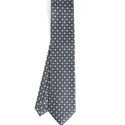 E.Marinella CRAVATTA SARTORIALE CLASSICA IN SETA GRIGIO SCURO Microfantasia fiore Sale