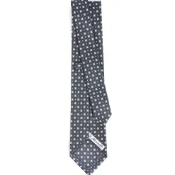 E.Marinella CRAVATTA SARTORIALE CLASSICA IN SETA GRIGIO SCURO Microfantasia fiore Sale