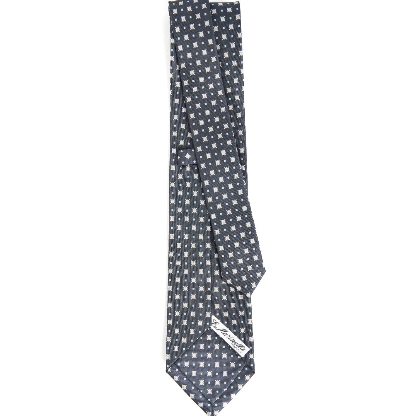 E.Marinella CRAVATTA SARTORIALE CLASSICA IN SETA GRIGIO SCURO Microfantasia fiore Sale