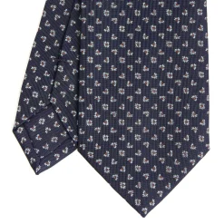 E.Marinella CRAVATTA SARTORIALE CLASSICA IN SETA BLU SCURO Microfantasia fiore Online