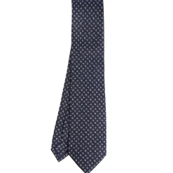 E.Marinella CRAVATTA SARTORIALE CLASSICA IN SETA BLU SCURO Microfantasia fiore Online