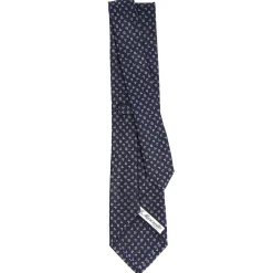 E.Marinella CRAVATTA SARTORIALE CLASSICA IN SETA BLU SCURO Microfantasia fiore Online