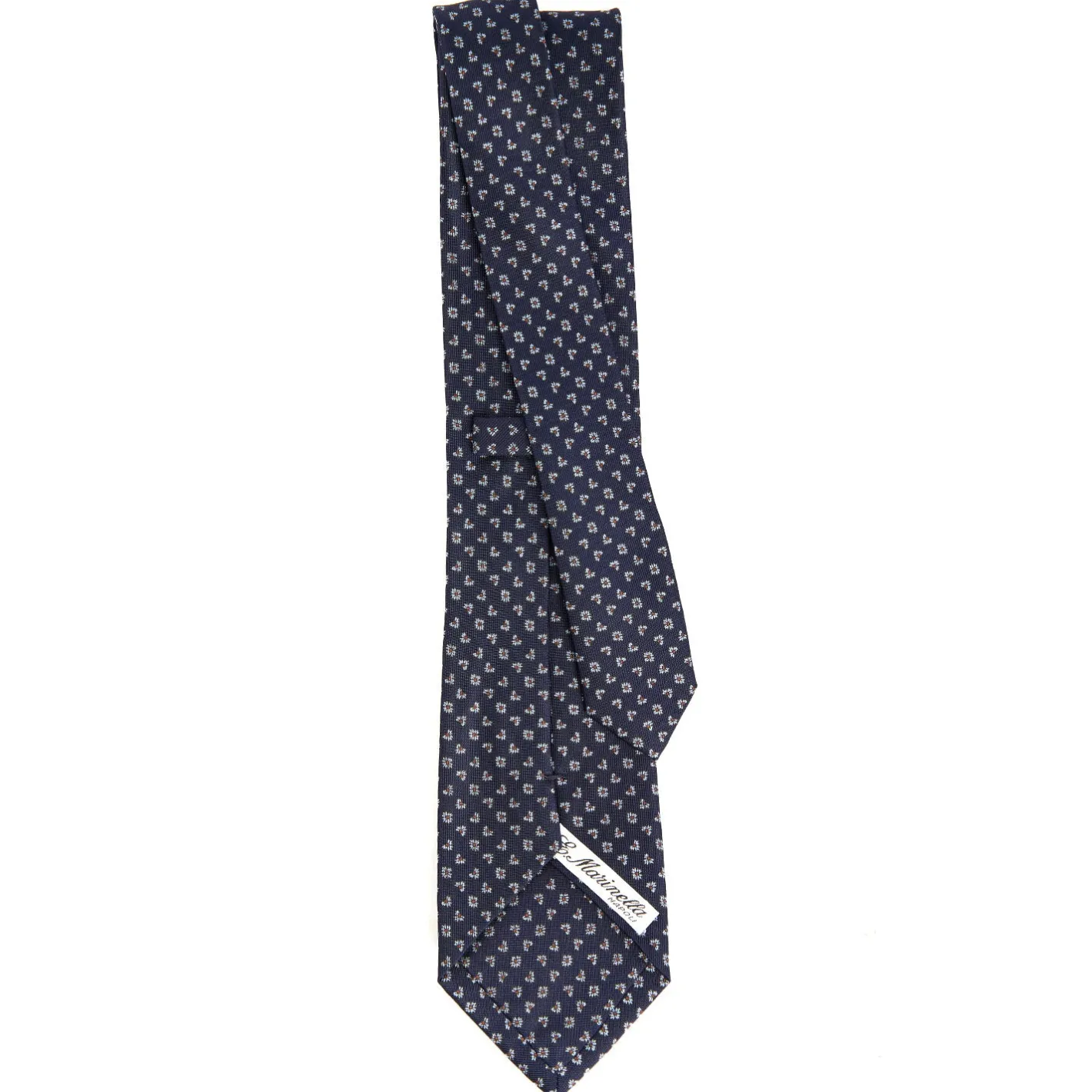 E.Marinella CRAVATTA SARTORIALE CLASSICA IN SETA BLU SCURO Microfantasia fiore Online