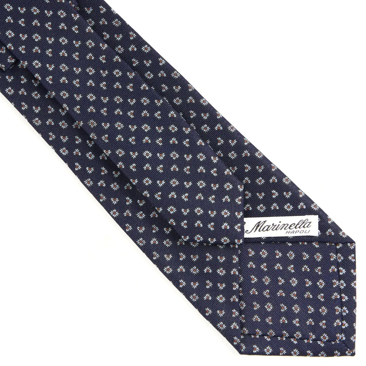 E.Marinella CRAVATTA SARTORIALE CLASSICA IN SETA BLU SCURO Microfantasia fiore Online