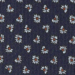 E.Marinella CRAVATTA SARTORIALE CLASSICA IN SETA BLU SCURO Microfantasia fiore Online