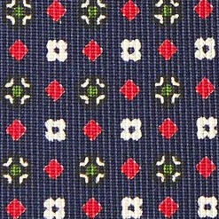 E.Marinella CRAVATTA SARTORIALE CLASSICA IN SETA BLU SCURO Microfantasia fiore Clearance