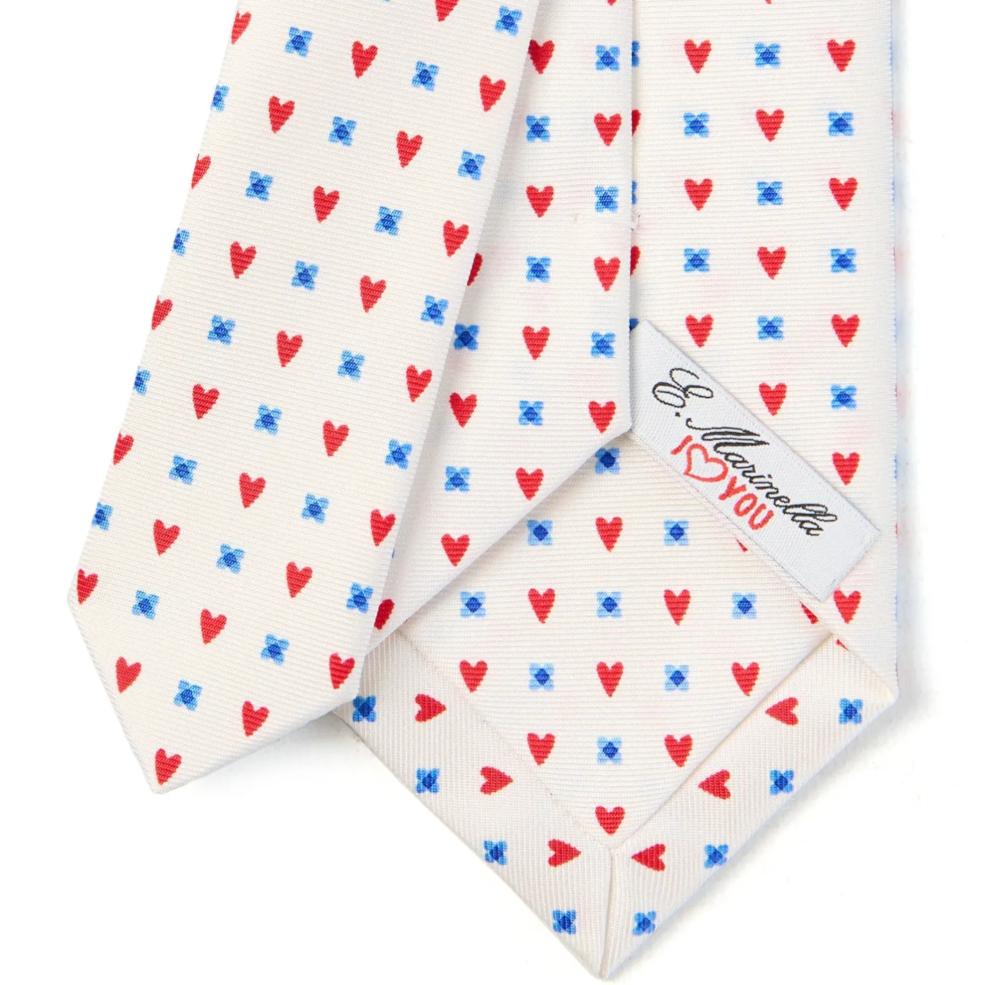 E.Marinella CRAVATTA SARTORIALE CLASSICA IN SETA BIANCA Collezione san valentino Best