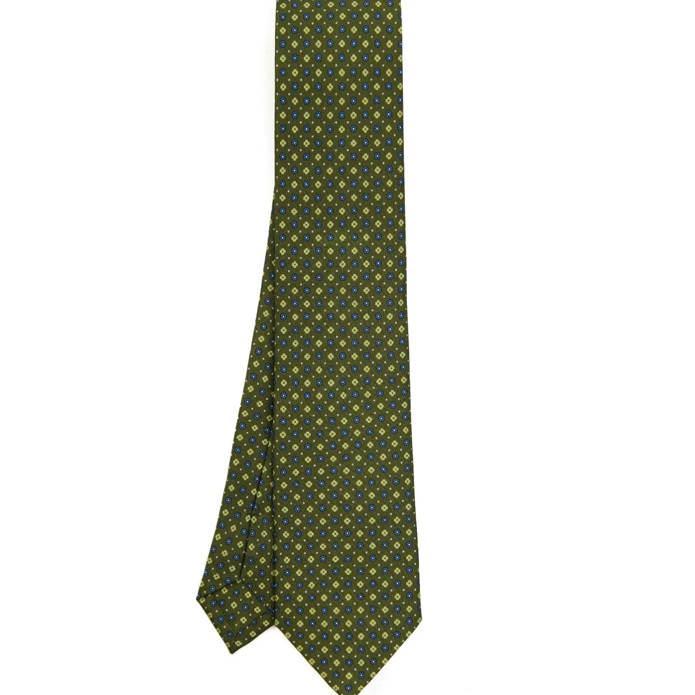 E.Marinella CRAVATTA SARTORIALE CLASSICA IN SETA VERDE OLIVA Microfantasia fiore Online