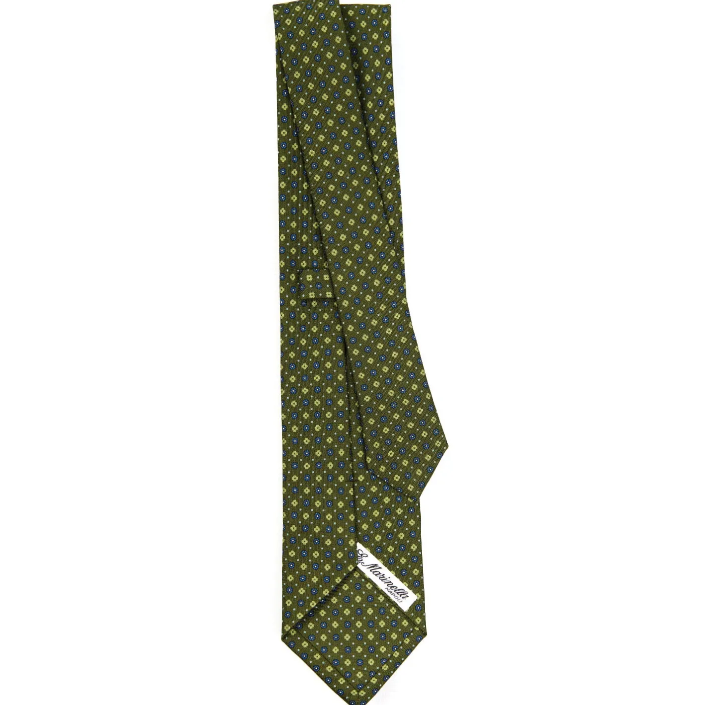 E.Marinella CRAVATTA SARTORIALE CLASSICA IN SETA VERDE OLIVA Microfantasia fiore Online