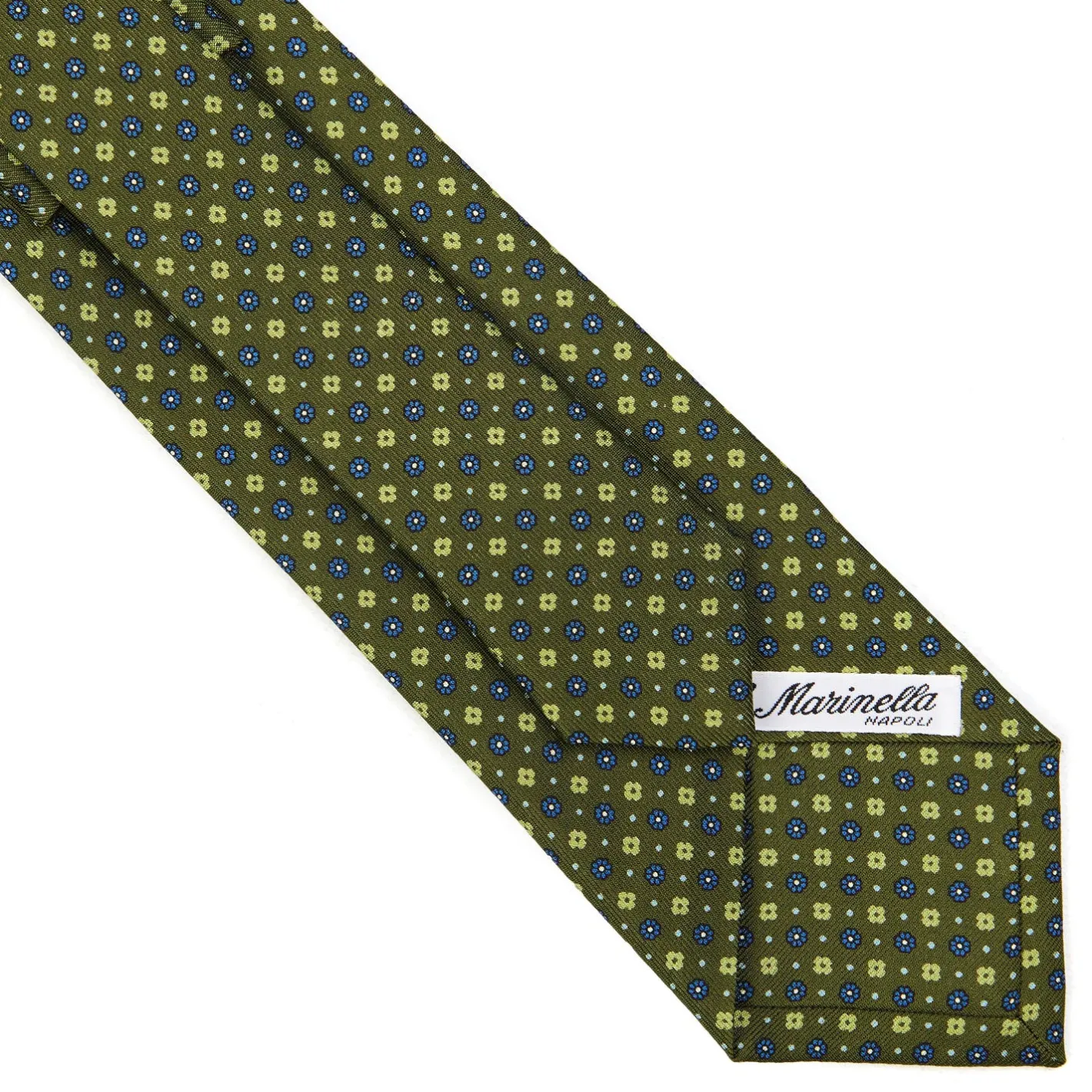 E.Marinella CRAVATTA SARTORIALE CLASSICA IN SETA VERDE OLIVA Microfantasia fiore Online