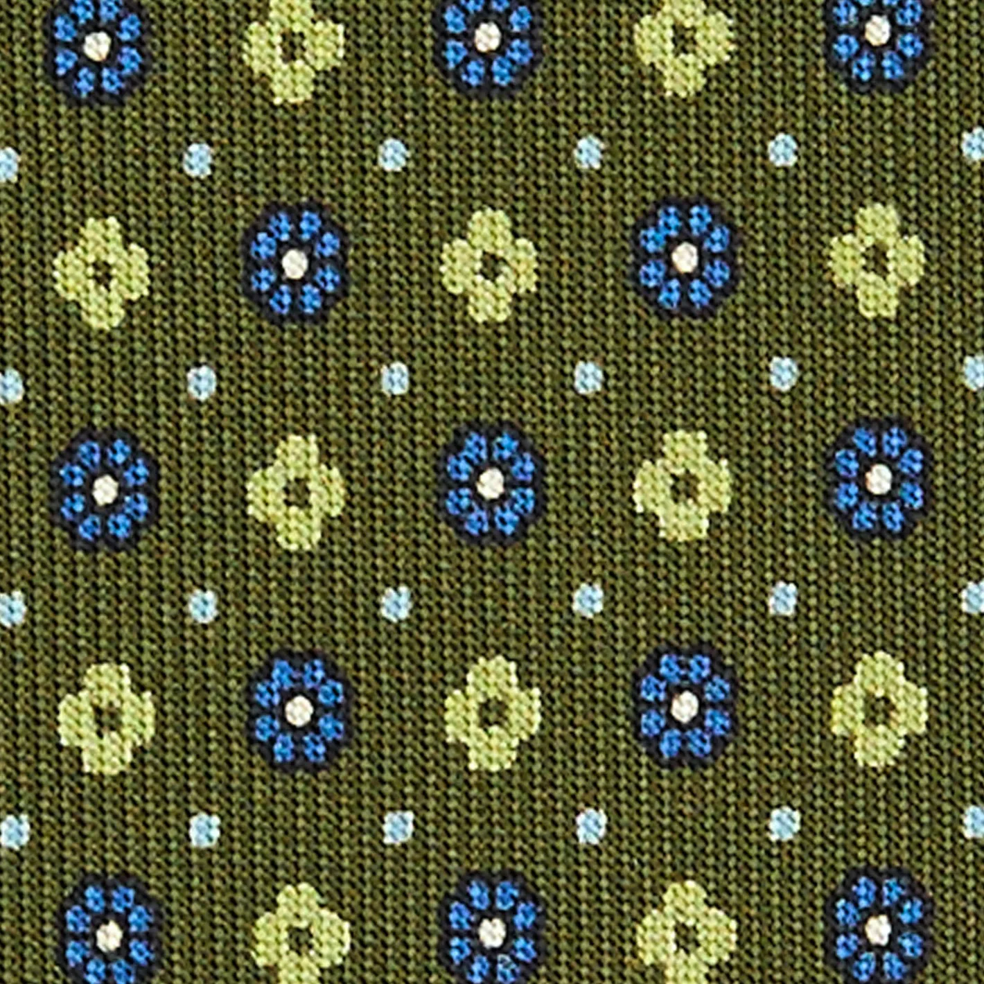 E.Marinella CRAVATTA SARTORIALE CLASSICA IN SETA VERDE OLIVA Microfantasia fiore Online