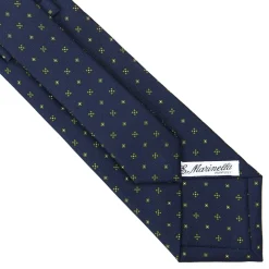 E.Marinella CRAVATTA SARTORIALE CLASSICA IN SETA BLU SCURO Microfantasia fiore Best