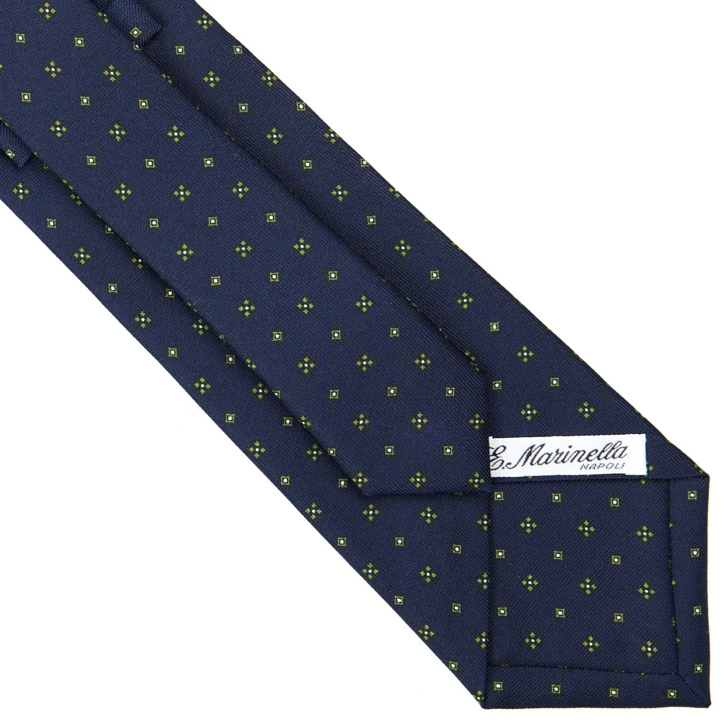 E.Marinella CRAVATTA SARTORIALE CLASSICA IN SETA BLU SCURO Microfantasia fiore Best