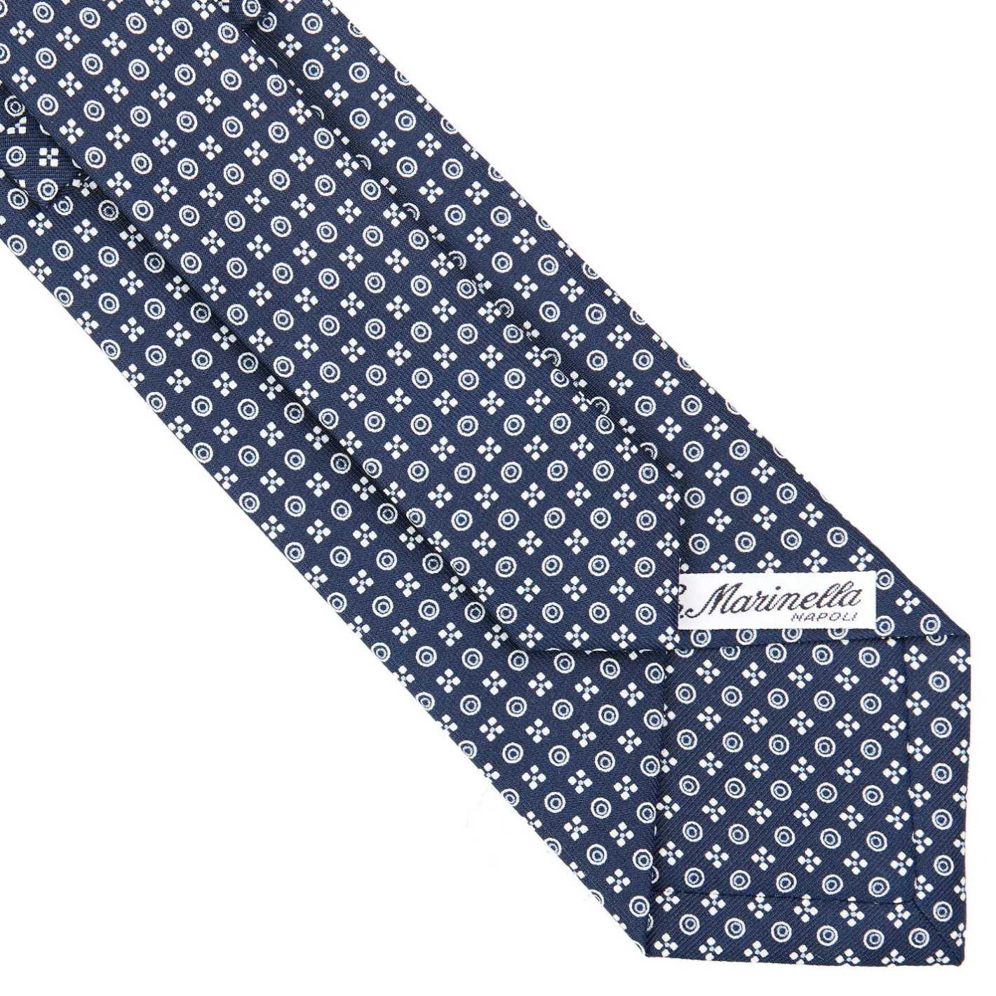 E.Marinella CRAVATTA SARTORIALE CLASSICA IN SETA BLU SCURO Microfantasia fiore Best