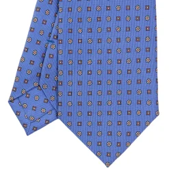 E.Marinella CRAVATTA SARTORIALE CLASSICA IN SETA AZZURRO POLVERE Microfantasia fiore Outlet