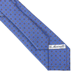 E.Marinella CRAVATTA SARTORIALE CLASSICA IN SETA AZZURRO POLVERE Microfantasia fiore Outlet