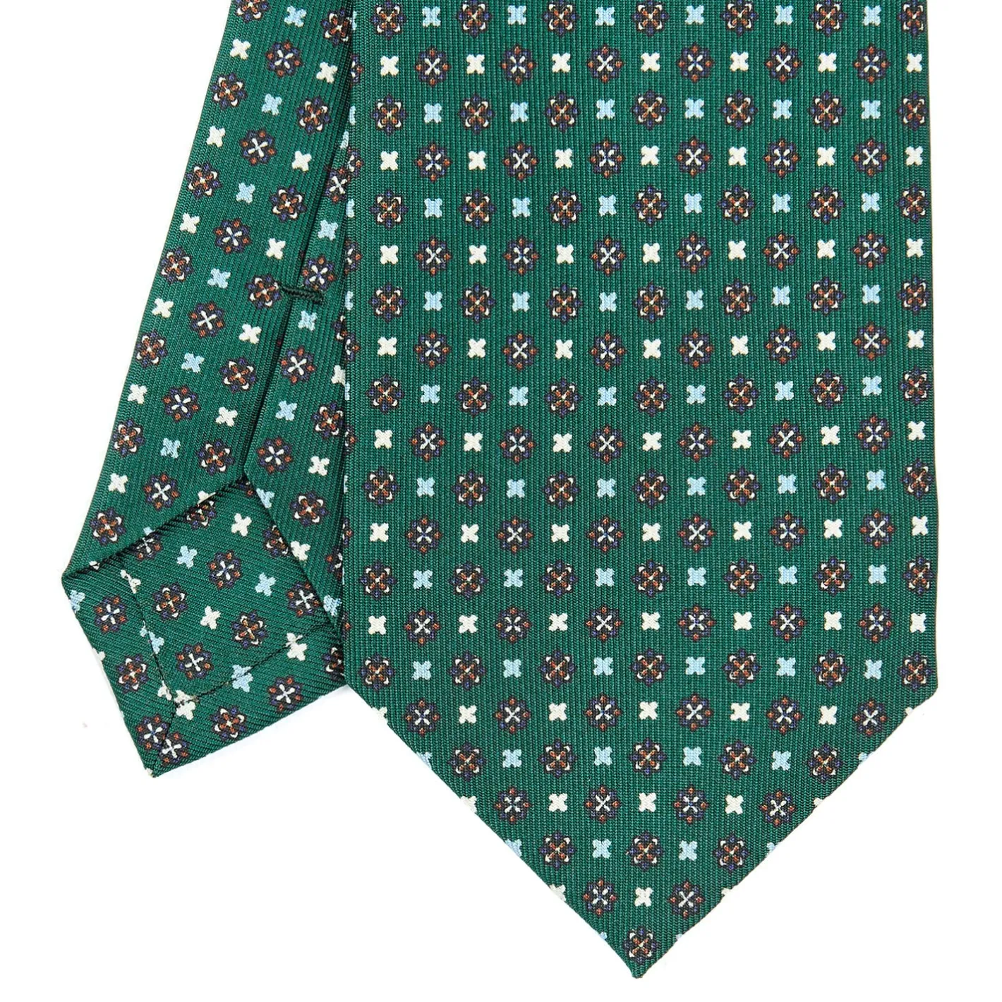 E.Marinella CRAVATTA SARTORIALE CLASSICA IN SETA VERDE OLIVA Microfantasia fiore Online