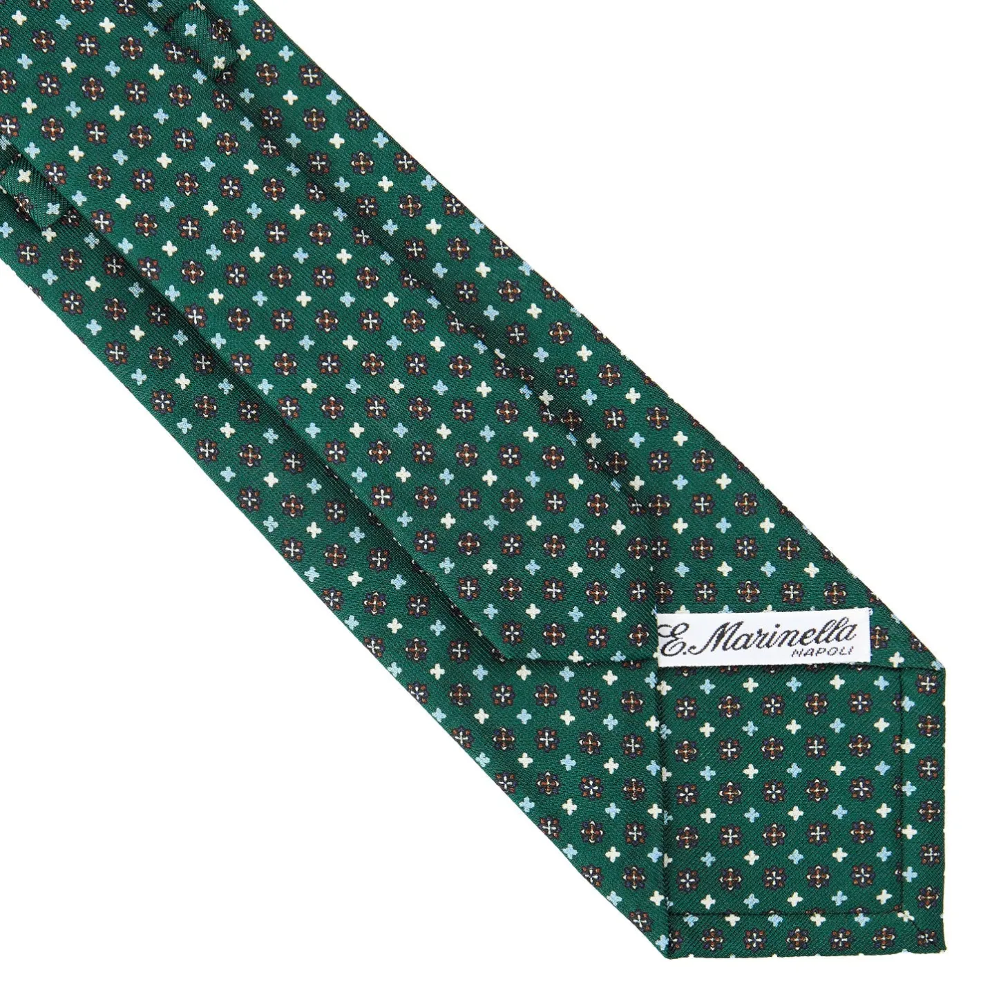 E.Marinella CRAVATTA SARTORIALE CLASSICA IN SETA VERDE OLIVA Microfantasia fiore Online