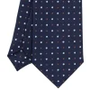 E.Marinella CRAVATTA SARTORIALE CLASSICA IN SETA BLU SCURO Microfantasia fiore Sale