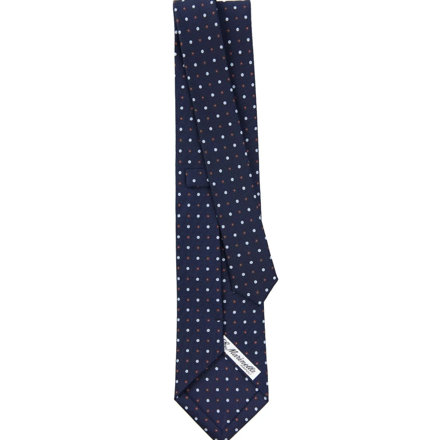 E.Marinella CRAVATTA SARTORIALE CLASSICA IN SETA BLU SCURO Microfantasia fiore Sale