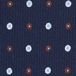 E.Marinella CRAVATTA SARTORIALE CLASSICA IN SETA BLU SCURO Microfantasia fiore Sale