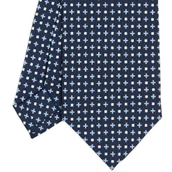 E.Marinella CRAVATTA SARTORIALE CLASSICA IN SETA BLU SCURO Microfantasia fiore Hot