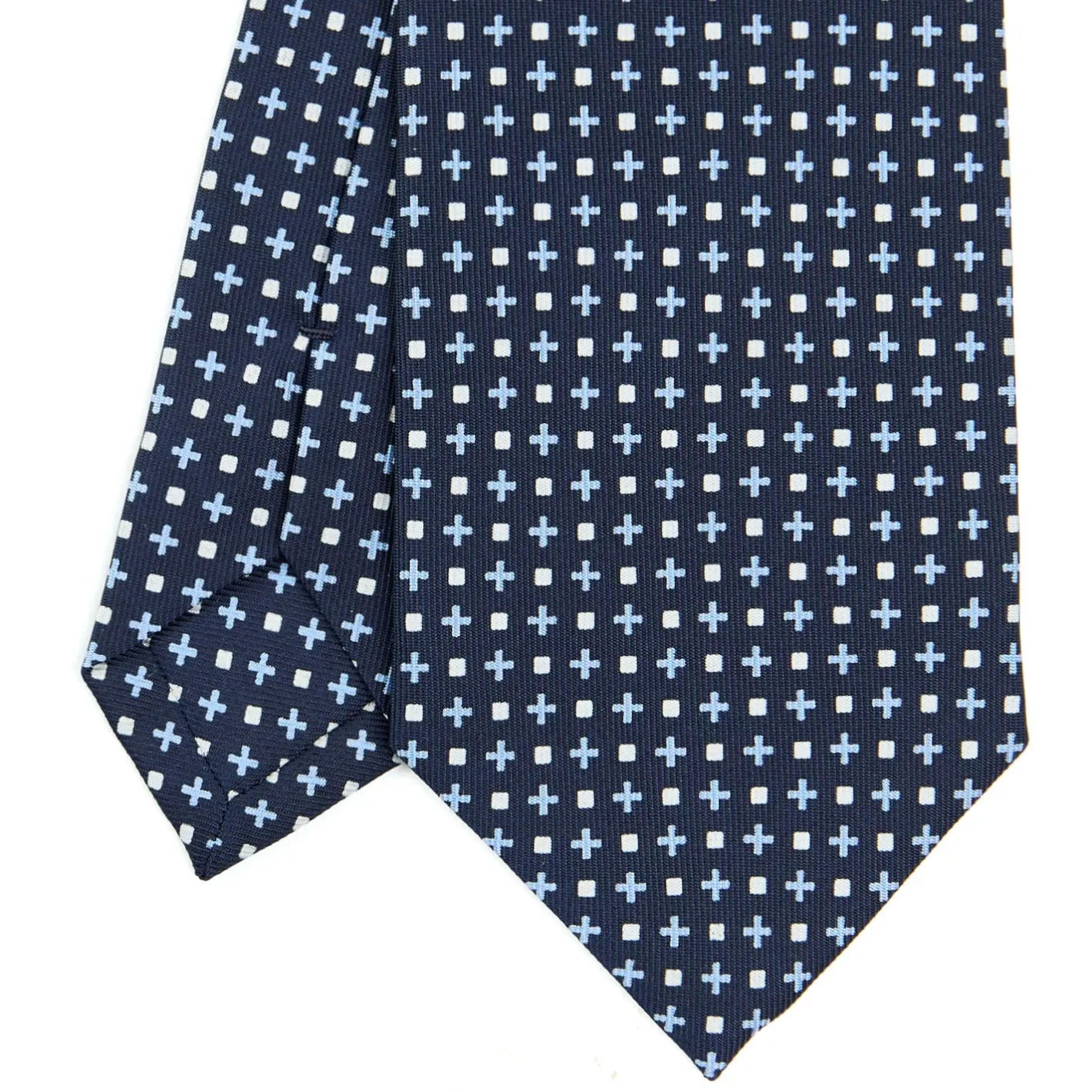 E.Marinella CRAVATTA SARTORIALE CLASSICA IN SETA BLU SCURO Microfantasia fiore Hot