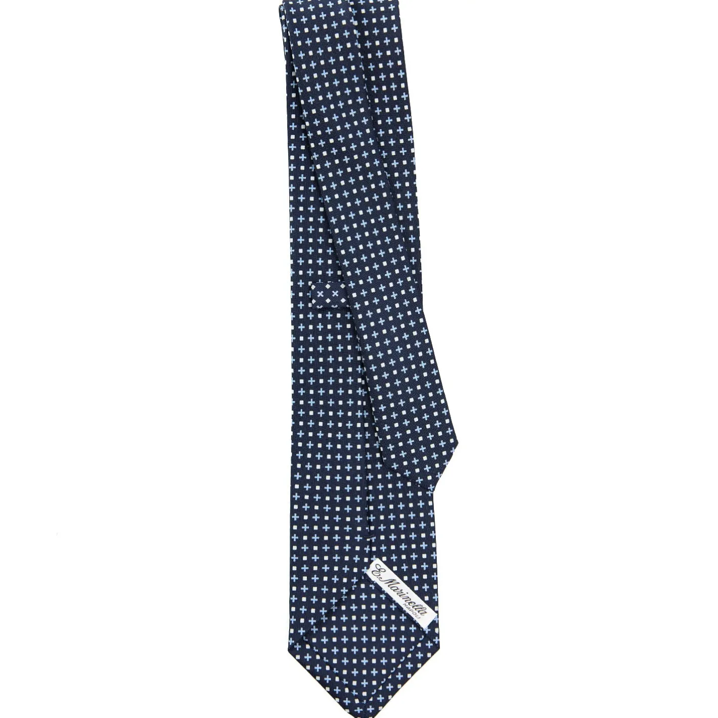 E.Marinella CRAVATTA SARTORIALE CLASSICA IN SETA BLU SCURO Microfantasia fiore Hot