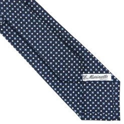 E.Marinella CRAVATTA SARTORIALE CLASSICA IN SETA BLU SCURO Microfantasia fiore Hot