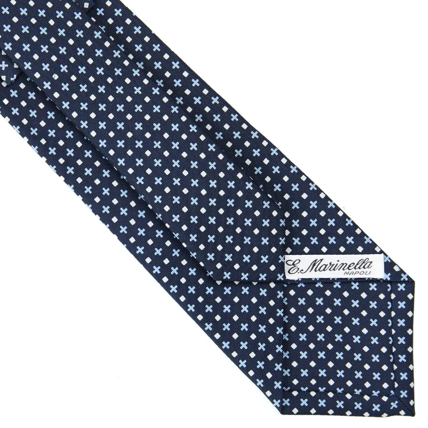 E.Marinella CRAVATTA SARTORIALE CLASSICA IN SETA BLU SCURO Microfantasia fiore Hot