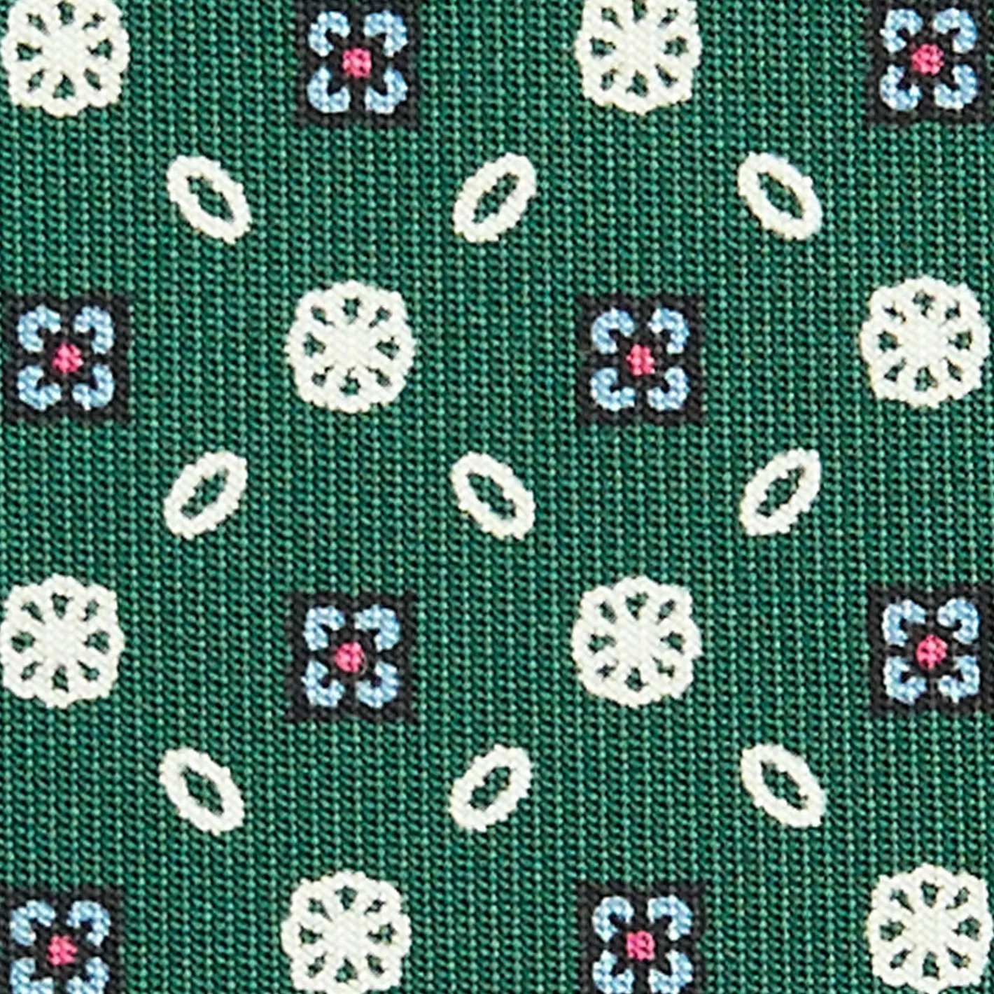 E.Marinella CRAVATTA SARTORIALE CLASSICA IN SETA VERDE SCURO Microfantasia fiore Clearance