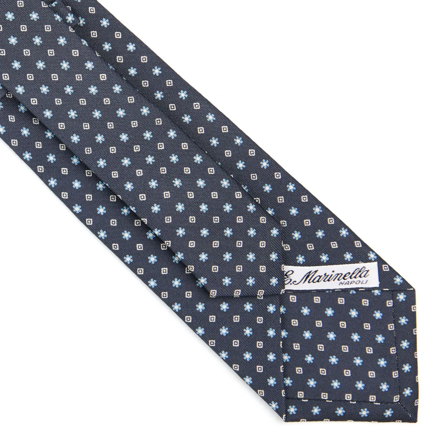 E.Marinella CRAVATTA SARTORIALE CLASSICA IN SETA GRIGIO SCURO Microfantasia fiore Outlet