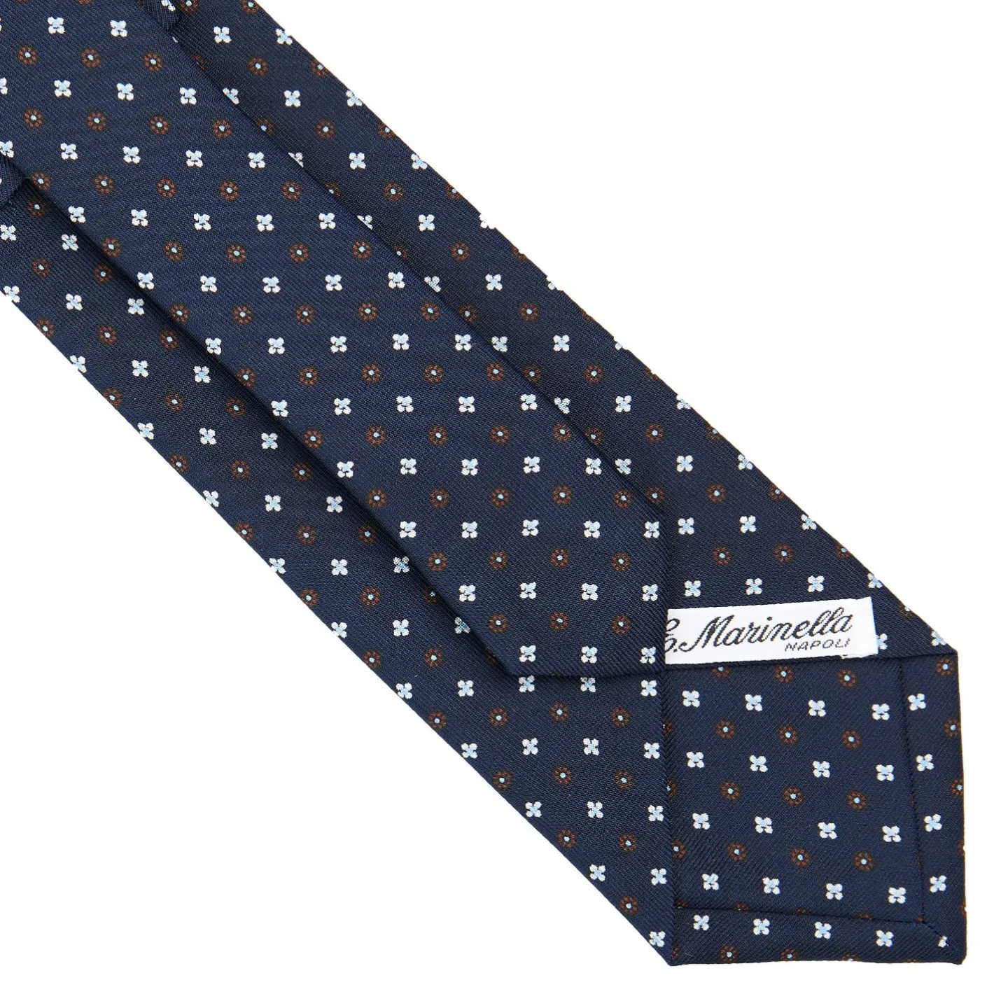 E.Marinella CRAVATTA SARTORIALE CLASSICA IN SETA BLU SCURO Microfantasia fiore Hot