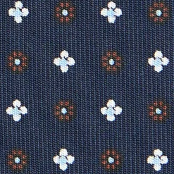 E.Marinella CRAVATTA SARTORIALE CLASSICA IN SETA BLU SCURO Microfantasia fiore Hot