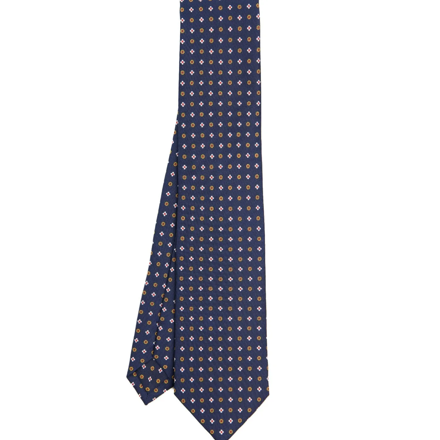 E.Marinella CRAVATTA SARTORIALE CLASSICA IN SETA BLU SCURO Microfantasia fiore Clearance