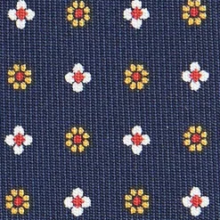 E.Marinella CRAVATTA SARTORIALE CLASSICA IN SETA BLU SCURO Microfantasia fiore Clearance