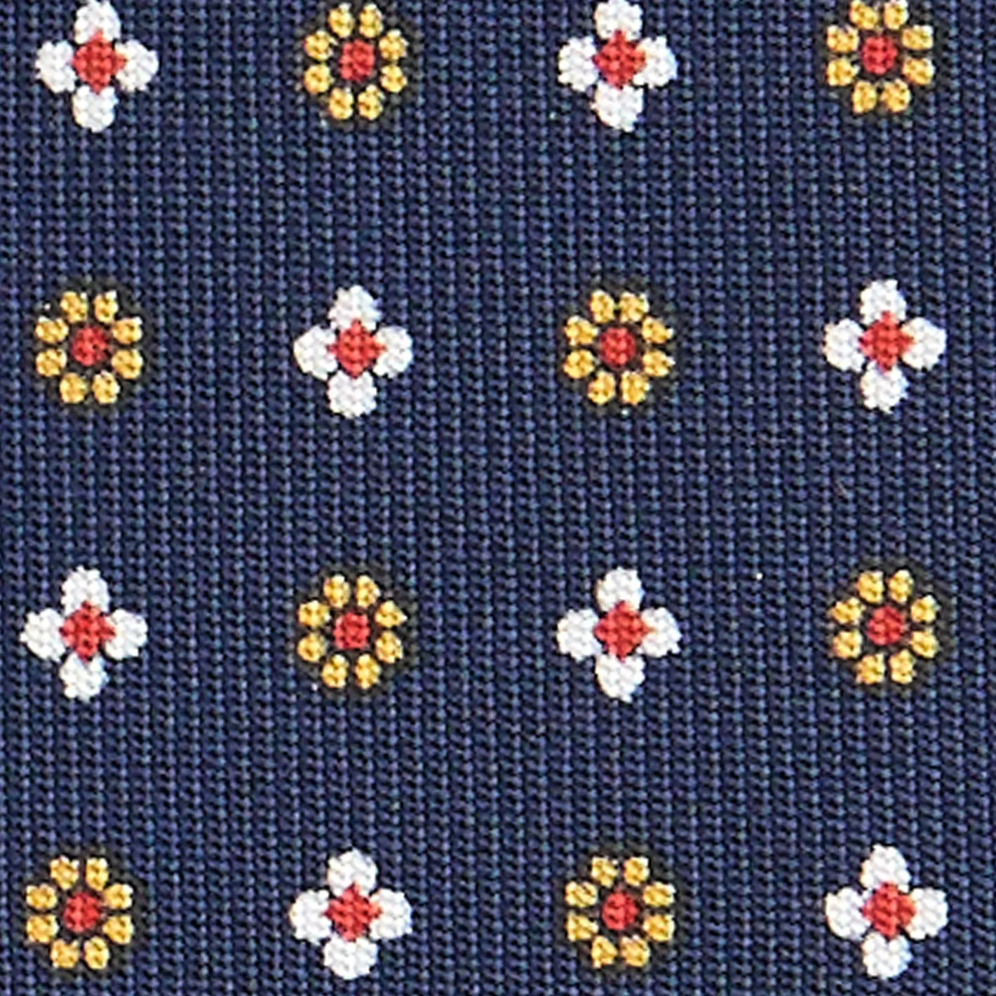 E.Marinella CRAVATTA SARTORIALE CLASSICA IN SETA BLU SCURO Microfantasia fiore Clearance