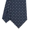 E.Marinella CRAVATTA SARTORIALE CLASSICA IN SETA BLU SCURO Microfantasia fiore Outlet