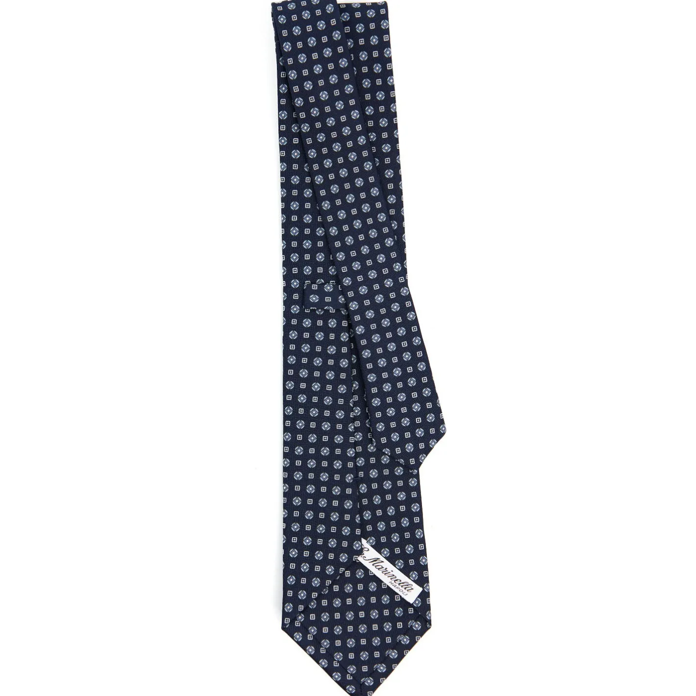 E.Marinella CRAVATTA SARTORIALE CLASSICA IN SETA BLU SCURO Microfantasia fiore Outlet