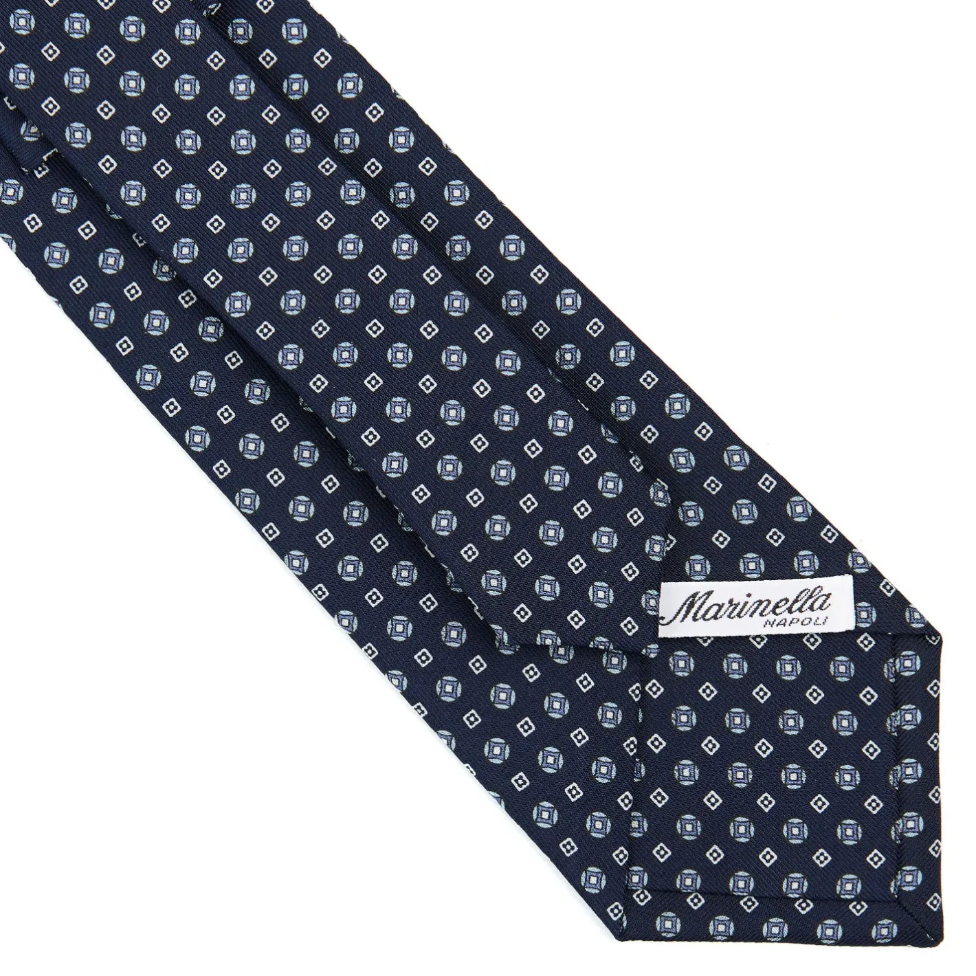 E.Marinella CRAVATTA SARTORIALE CLASSICA IN SETA BLU SCURO Microfantasia fiore Outlet