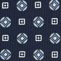 E.Marinella CRAVATTA SARTORIALE CLASSICA IN SETA BLU SCURO Microfantasia fiore Outlet