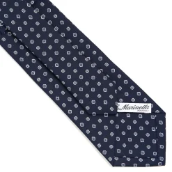 E.Marinella CRAVATTA SARTORIALE CLASSICA IN SETA BLU SCURO Microfantasia fiore