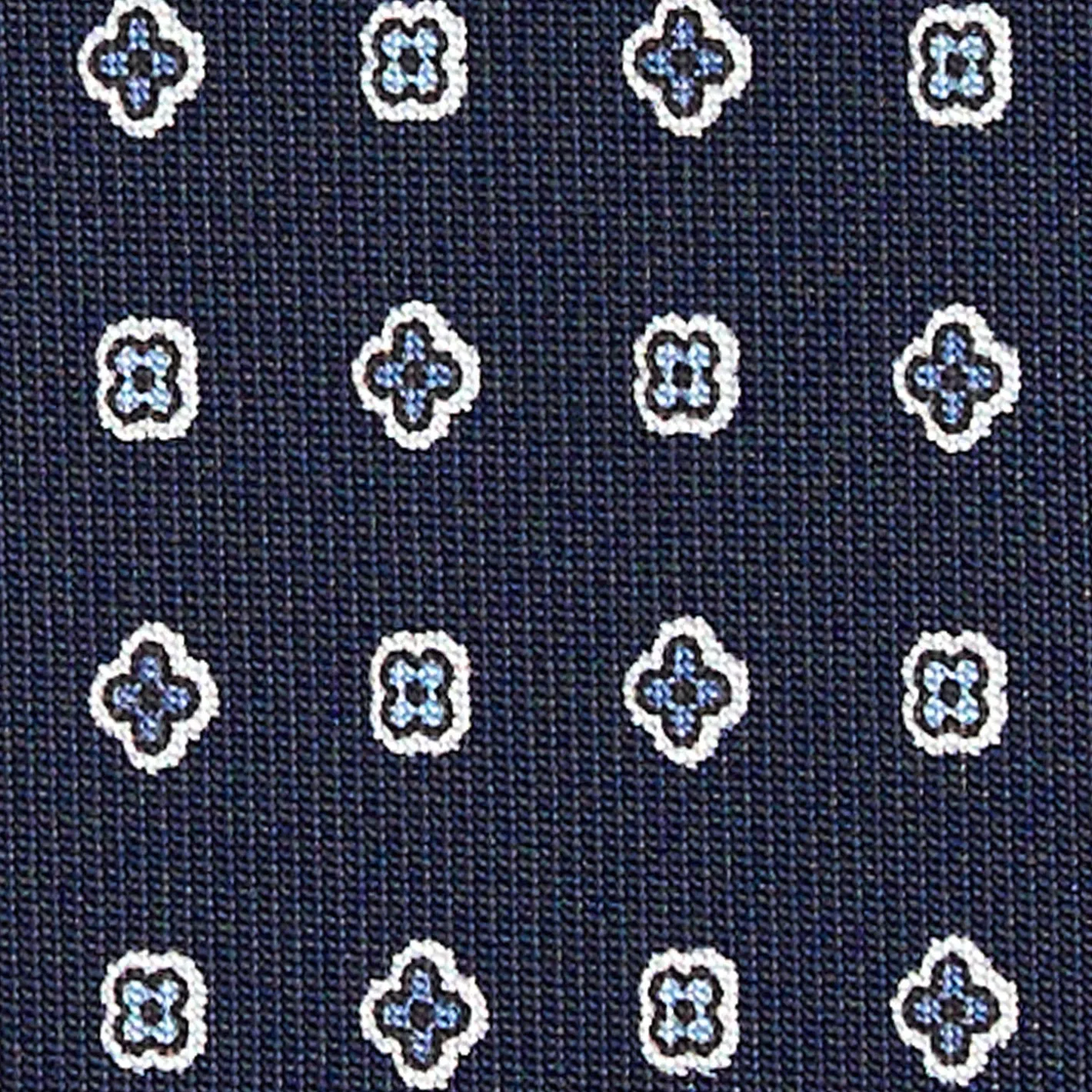 E.Marinella CRAVATTA SARTORIALE CLASSICA IN SETA BLU SCURO Microfantasia fiore