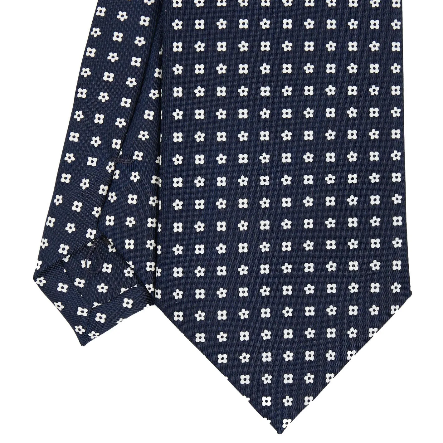 E.Marinella CRAVATTA SARTORIALE CLASSICA IN SETA BLU SCURO Microfantasia fiore Sale