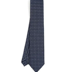 E.Marinella CRAVATTA SARTORIALE CLASSICA IN SETA BLU SCURO Microfantasia fiore Sale