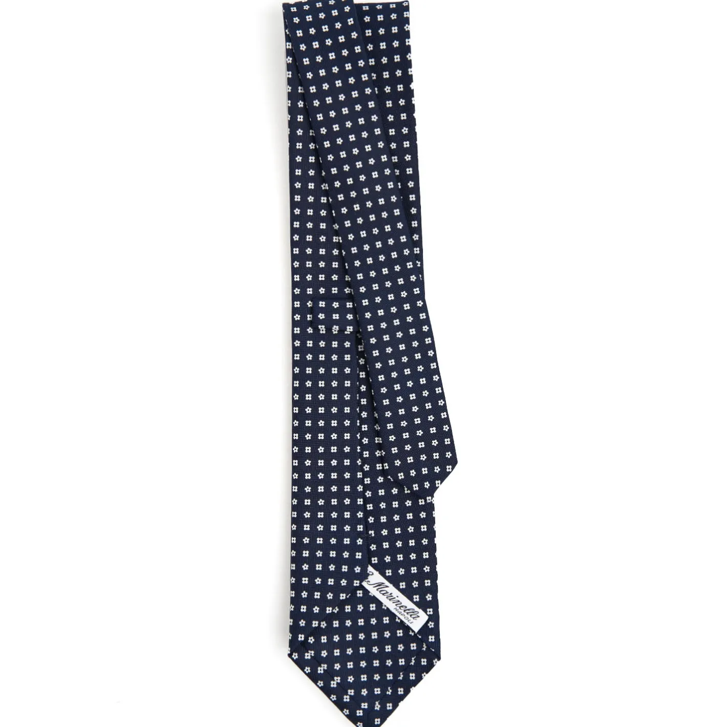 E.Marinella CRAVATTA SARTORIALE CLASSICA IN SETA BLU SCURO Microfantasia fiore Sale