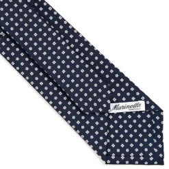 E.Marinella CRAVATTA SARTORIALE CLASSICA IN SETA BLU SCURO Microfantasia fiore Sale